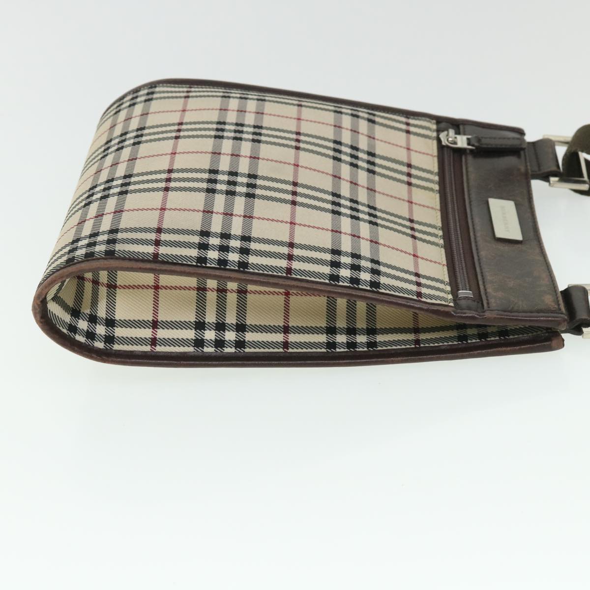 BURBERRY Nova Check Shoulder Bag Nylon Canvas Beige Auth 54682