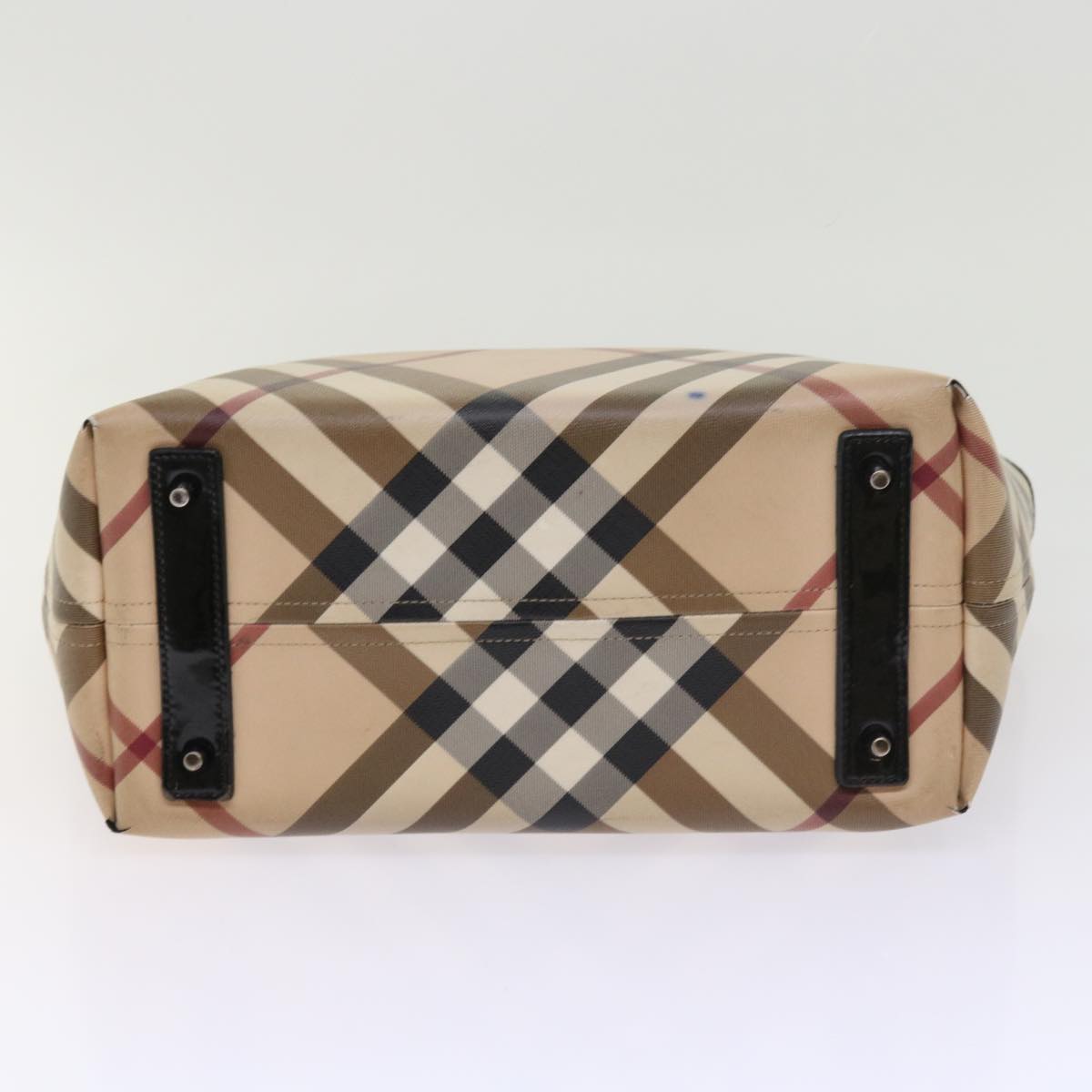 BURBERRY Nova Check Tote Bag PVC Leather Beige Auth 54685