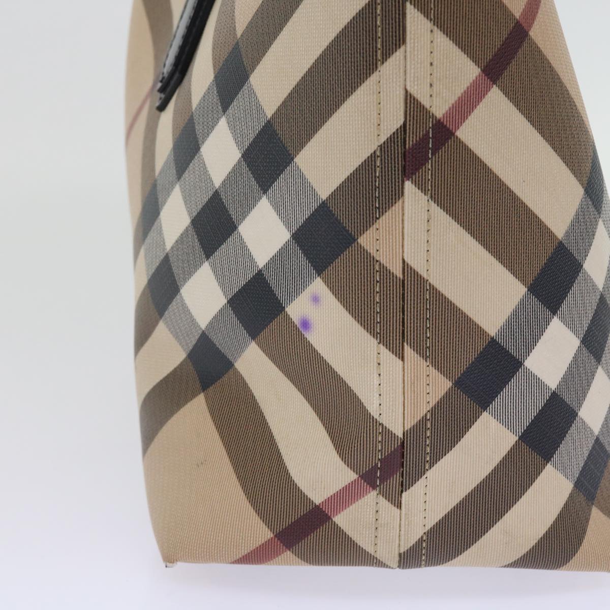 BURBERRY Nova Check Tote Bag PVC Leather Beige Auth 54685