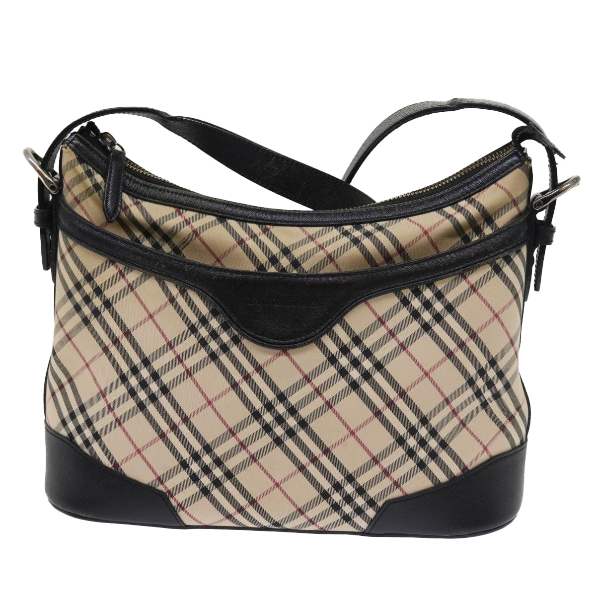 BURBERRY Nova Check Shoulder Bag Nylon Leather Beige Black Auth 54687