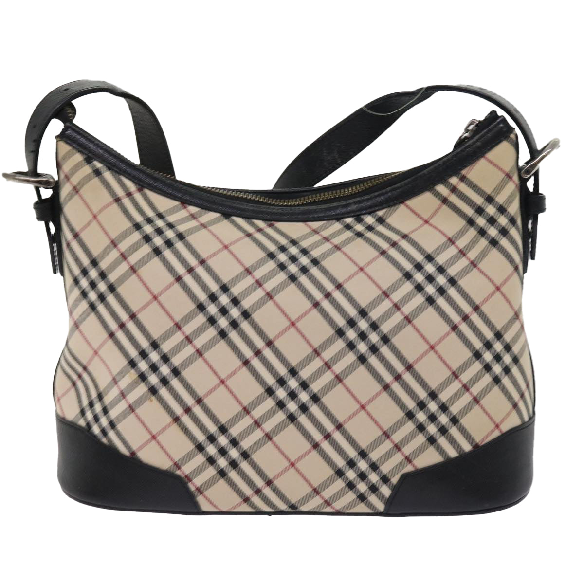 BURBERRY Nova Check Shoulder Bag Nylon Leather Beige Black Auth 54687