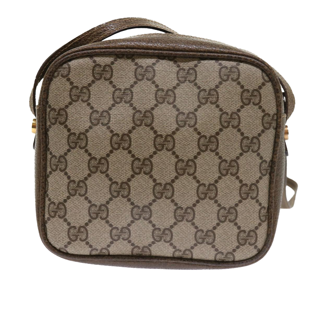 GUCCI GG Supreme Shoulder Bag PVC Leather Beige Auth 54691