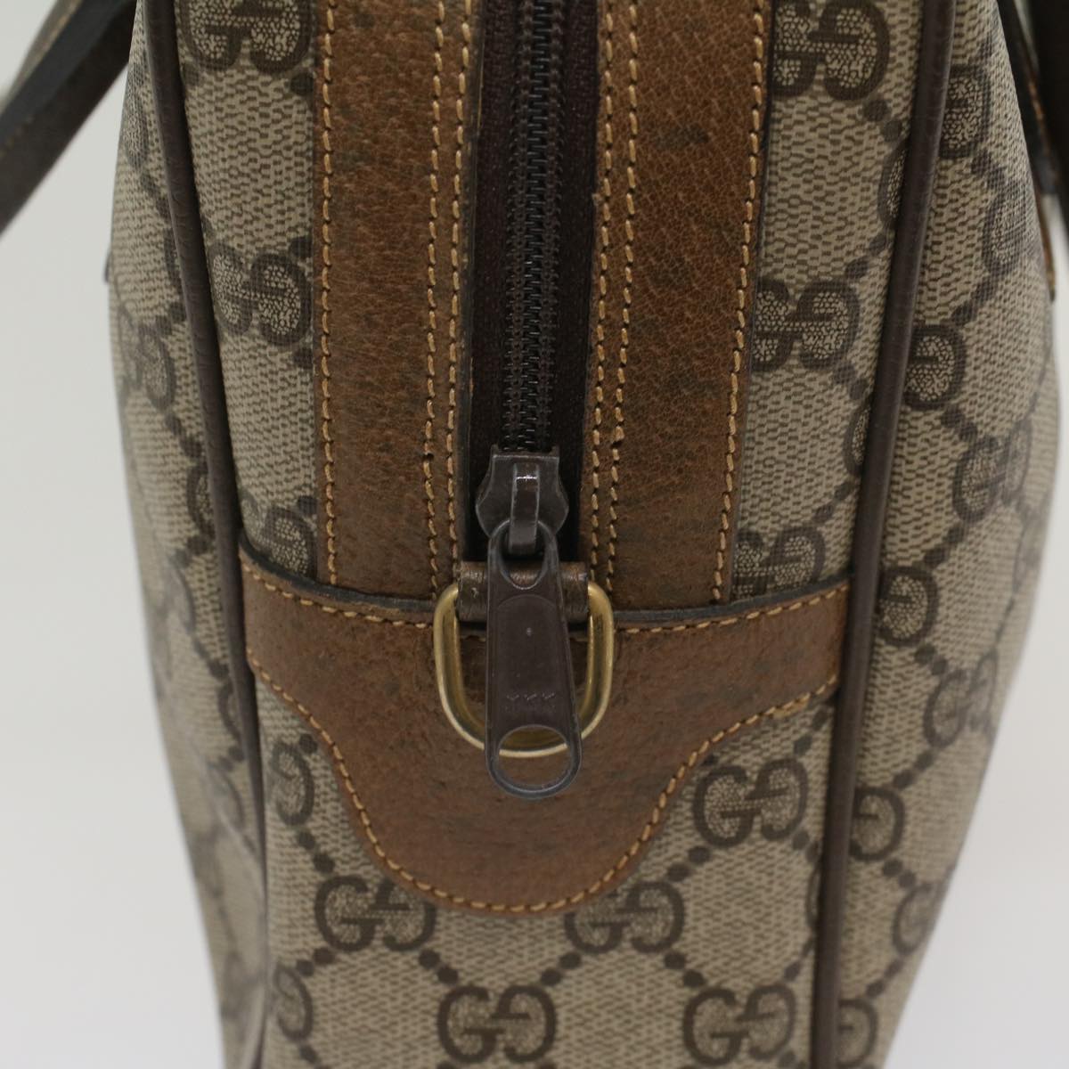 GUCCI GG Supreme Web Sherry Line Hand Bag Beige Red 378 002 3839 Auth 54693