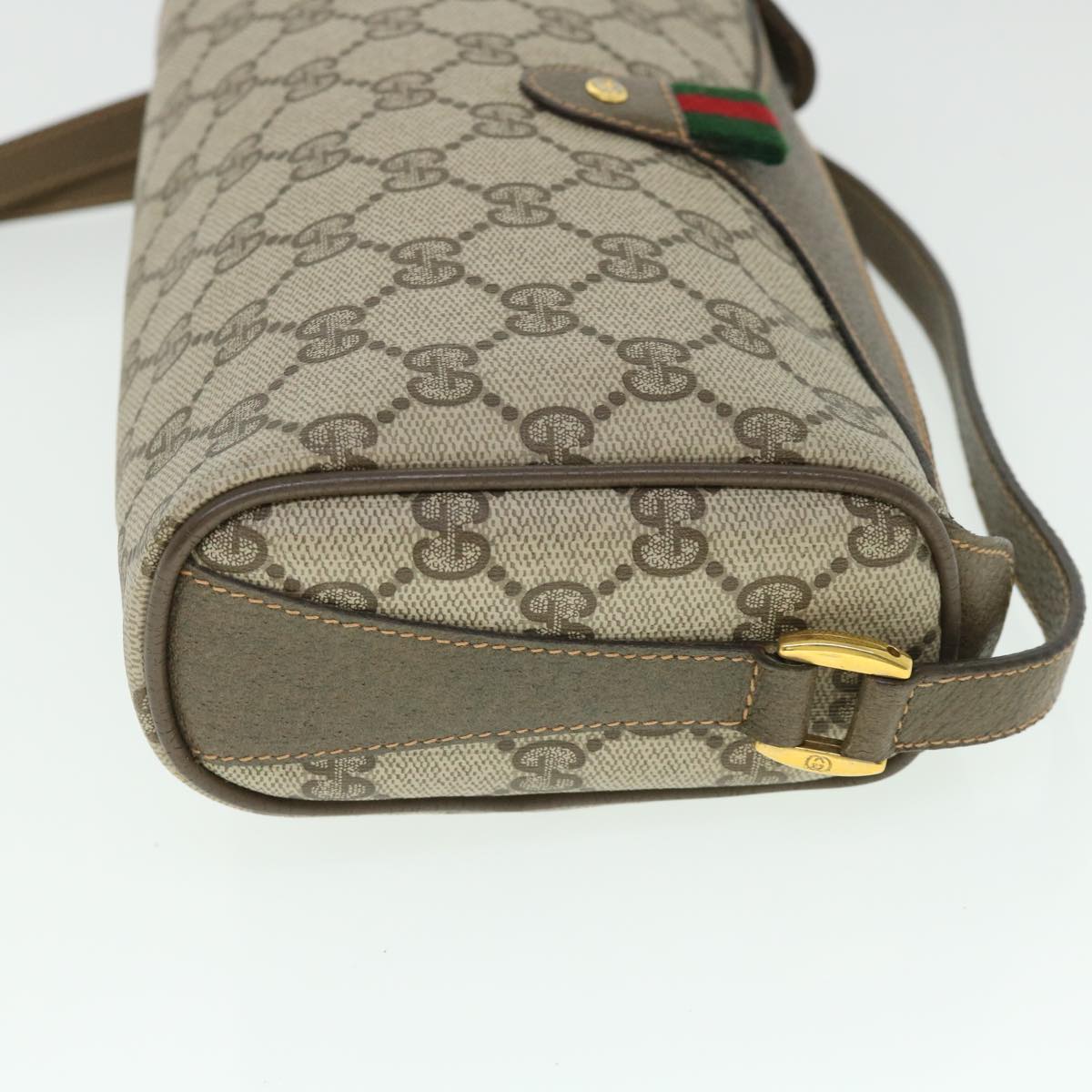 GUCCI GG Supreme Web Sherry Line Shoulder Bag Beige Red 89 02 018 Auth 54694