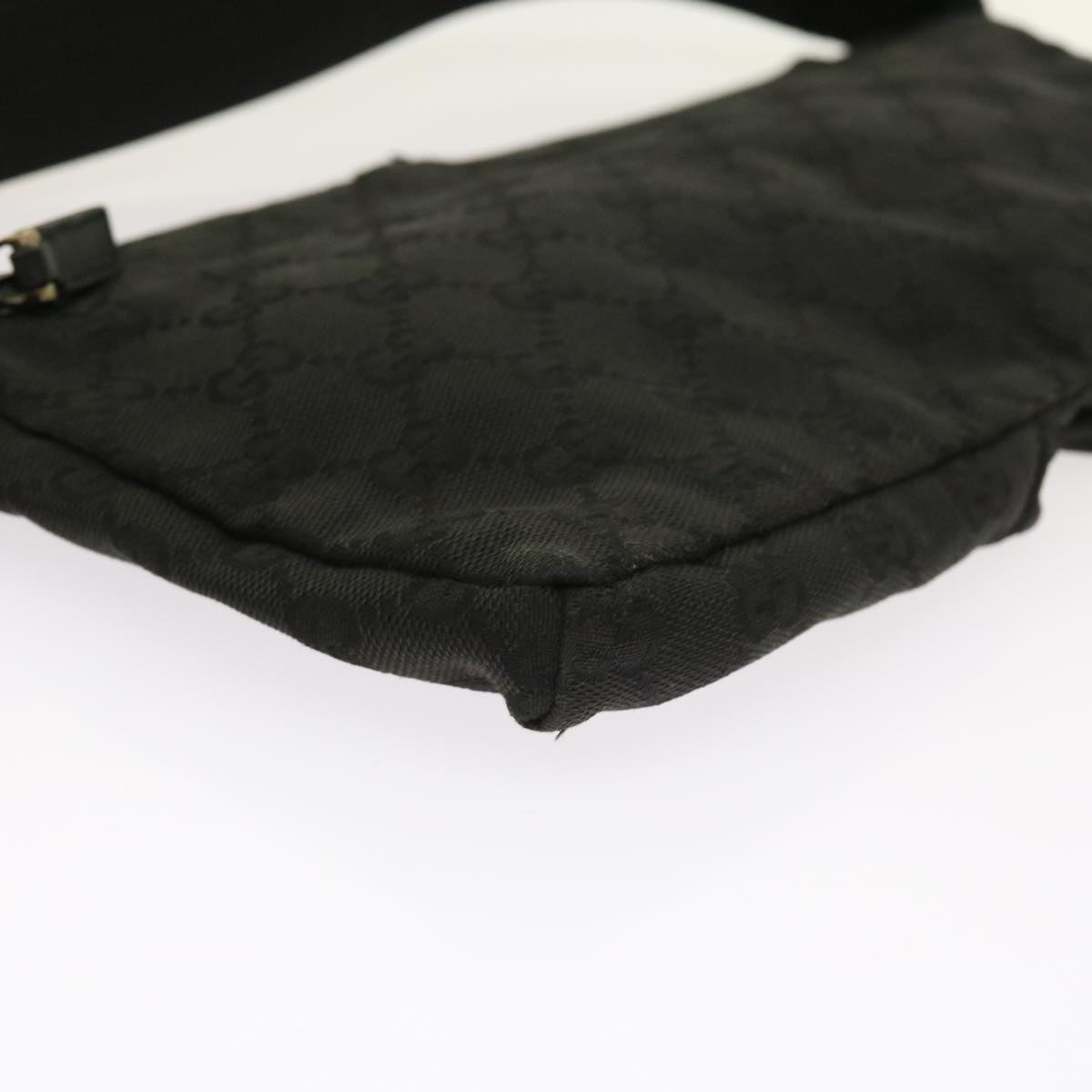 GUCCI GG Canvas Waist bag Leather Black 0181621 Auth 54701