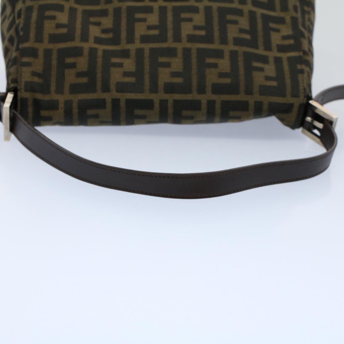 FENDI Zucca Canvas Mamma Baguette Shoulder Bag Black Brown Auth 54707