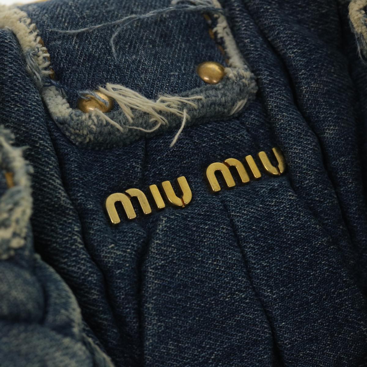 Miu Miu Materasse Hand Bag Denim Blue Auth 54709