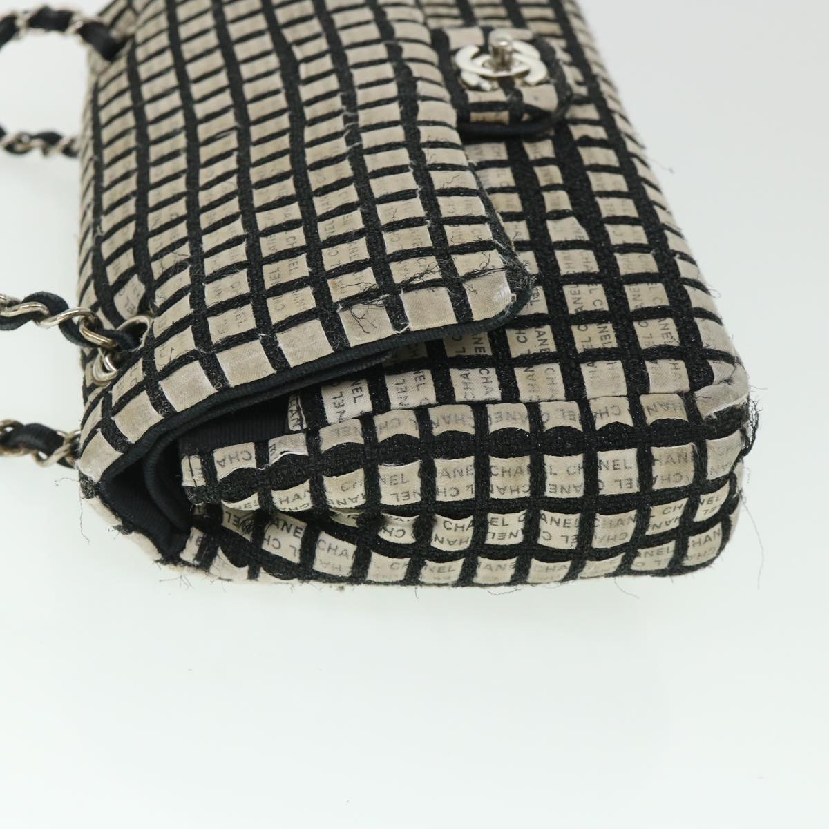 CHANEL Chain Shoulder Bag Tweed Black CC Auth 54716A