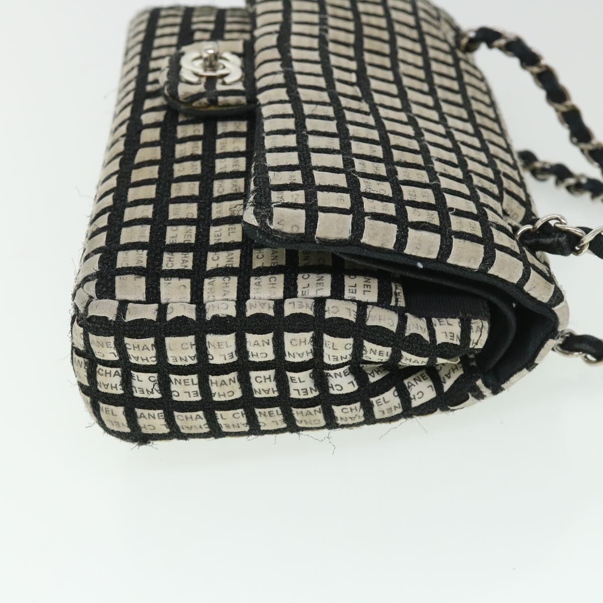 CHANEL Chain Shoulder Bag Tweed Black CC Auth 54716A