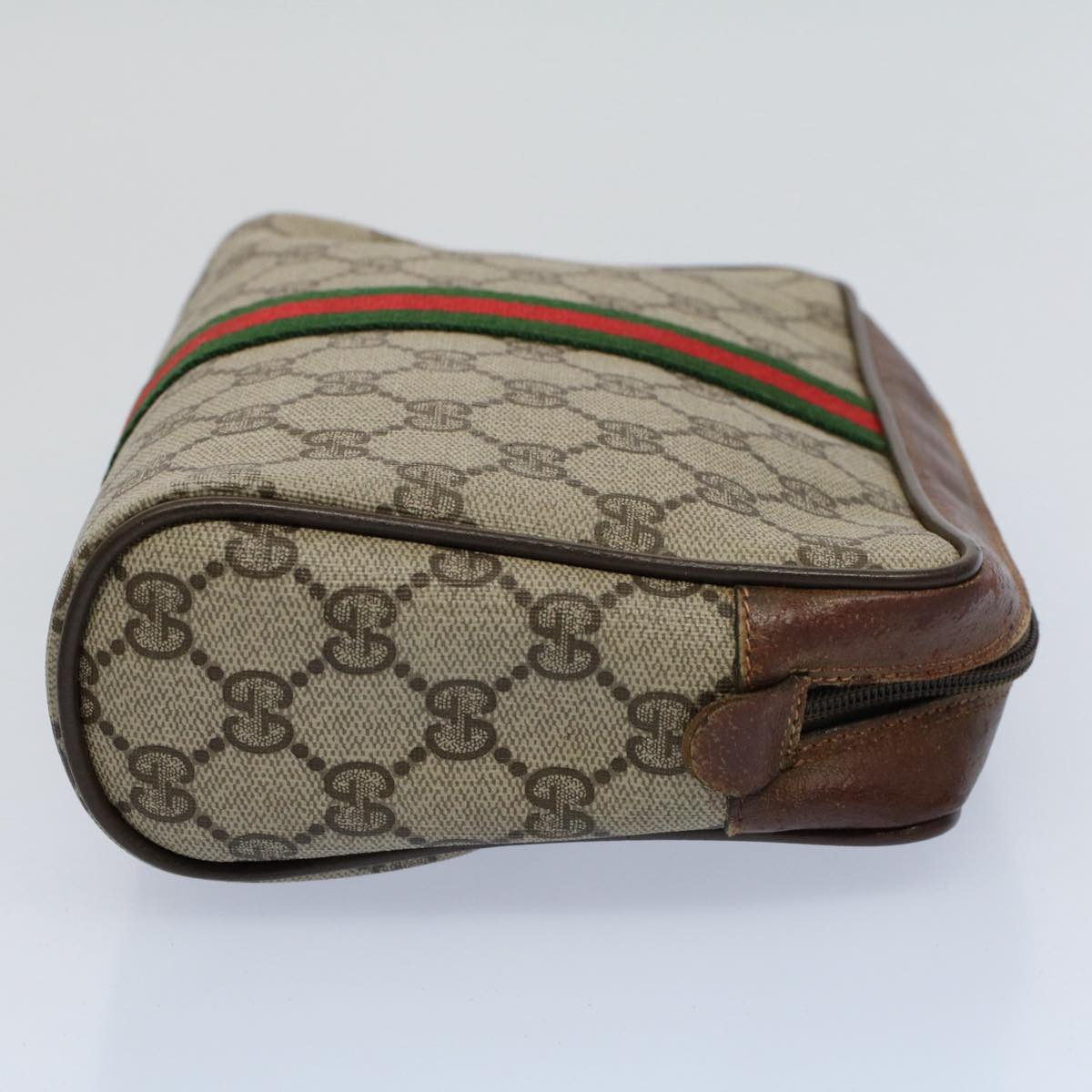 GUCCI GG Canvas Web Sherry Line Clutch Bag Beige Red Green 84 01 012 Auth 54726