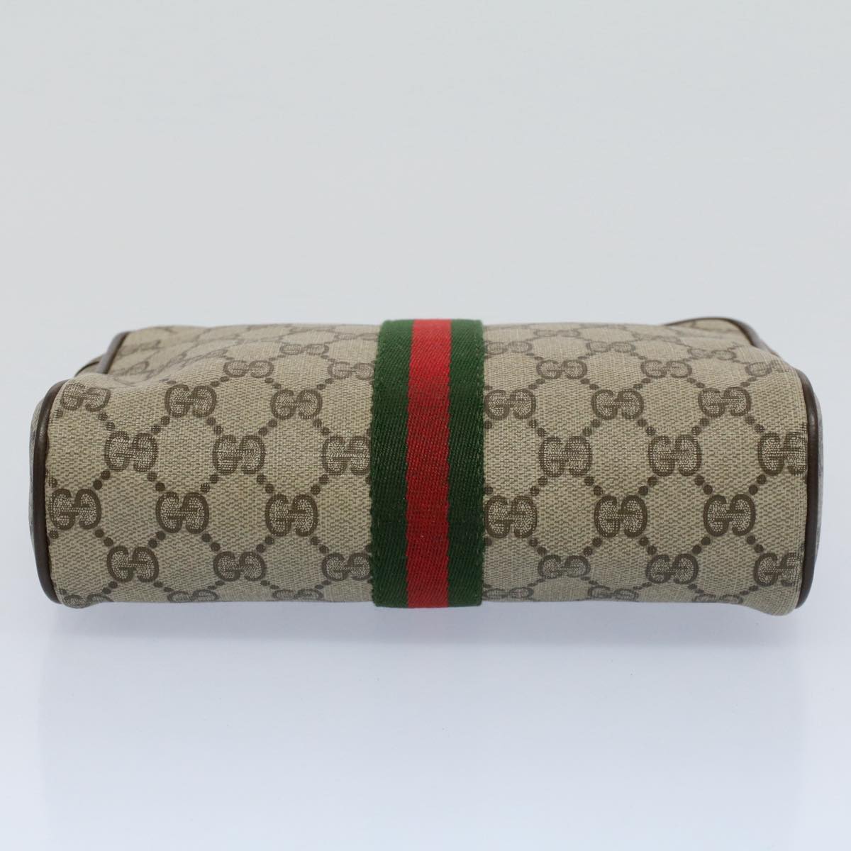 GUCCI GG Canvas Web Sherry Line Clutch Bag Beige Red Green 84 01 012 Auth 54726