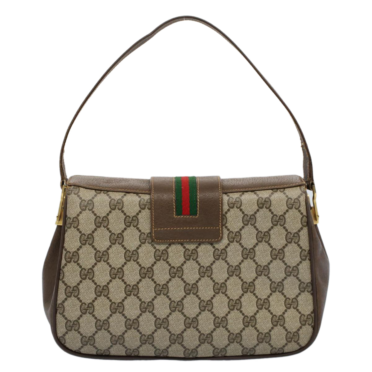 GUCCI GG Canvas Web Sherry Line Shoulder Bag Beige Red 116 02 076 Auth 54737