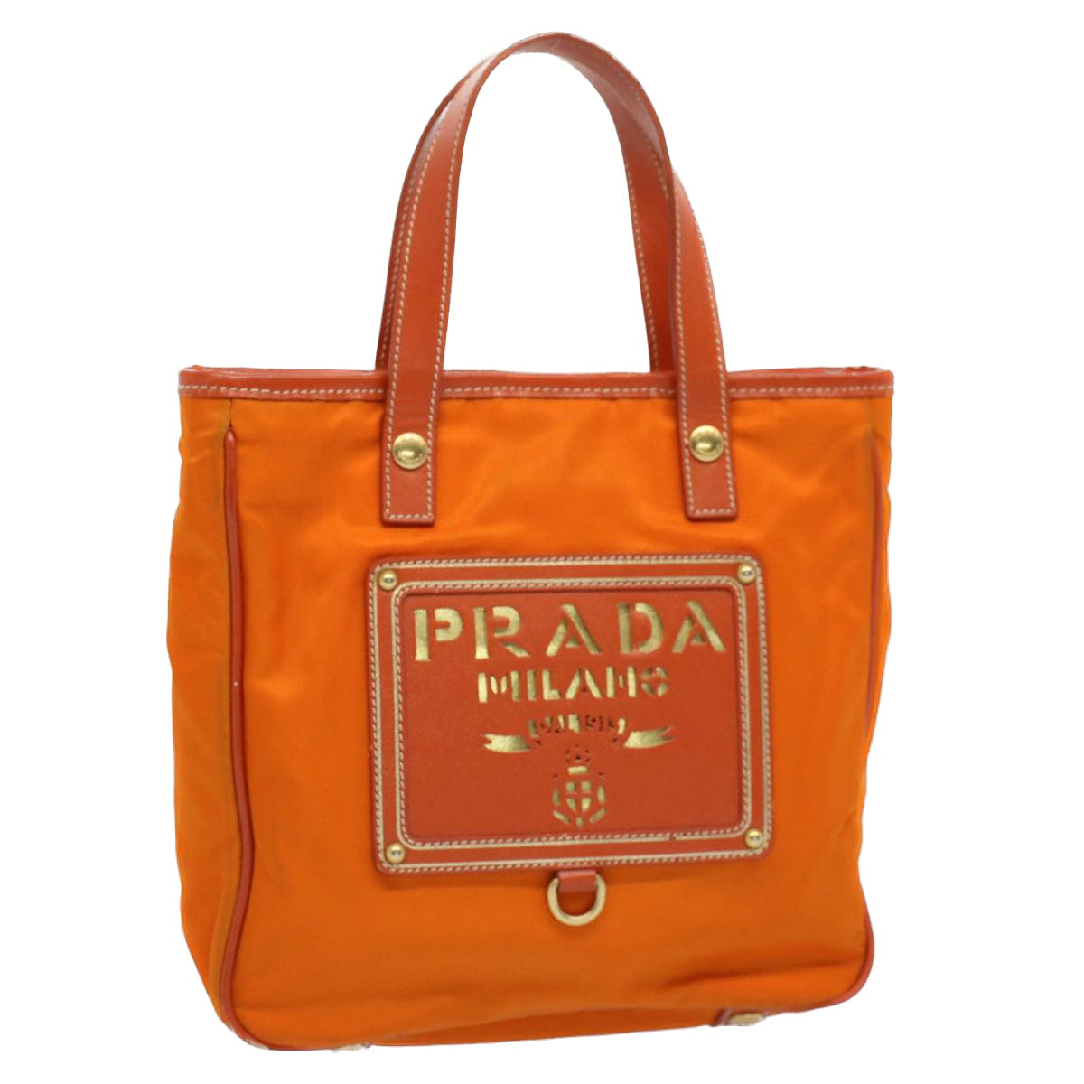 PRADA Tote Bag Nylon Orange Auth 54738