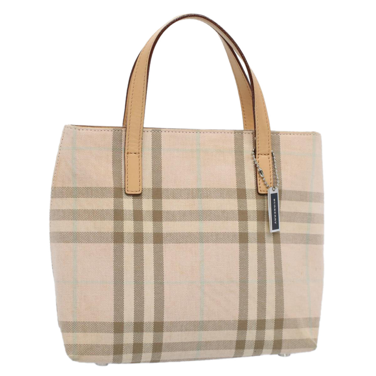 BURBERRY Nova Check Tote Bag Canvas Beige Auth 54744