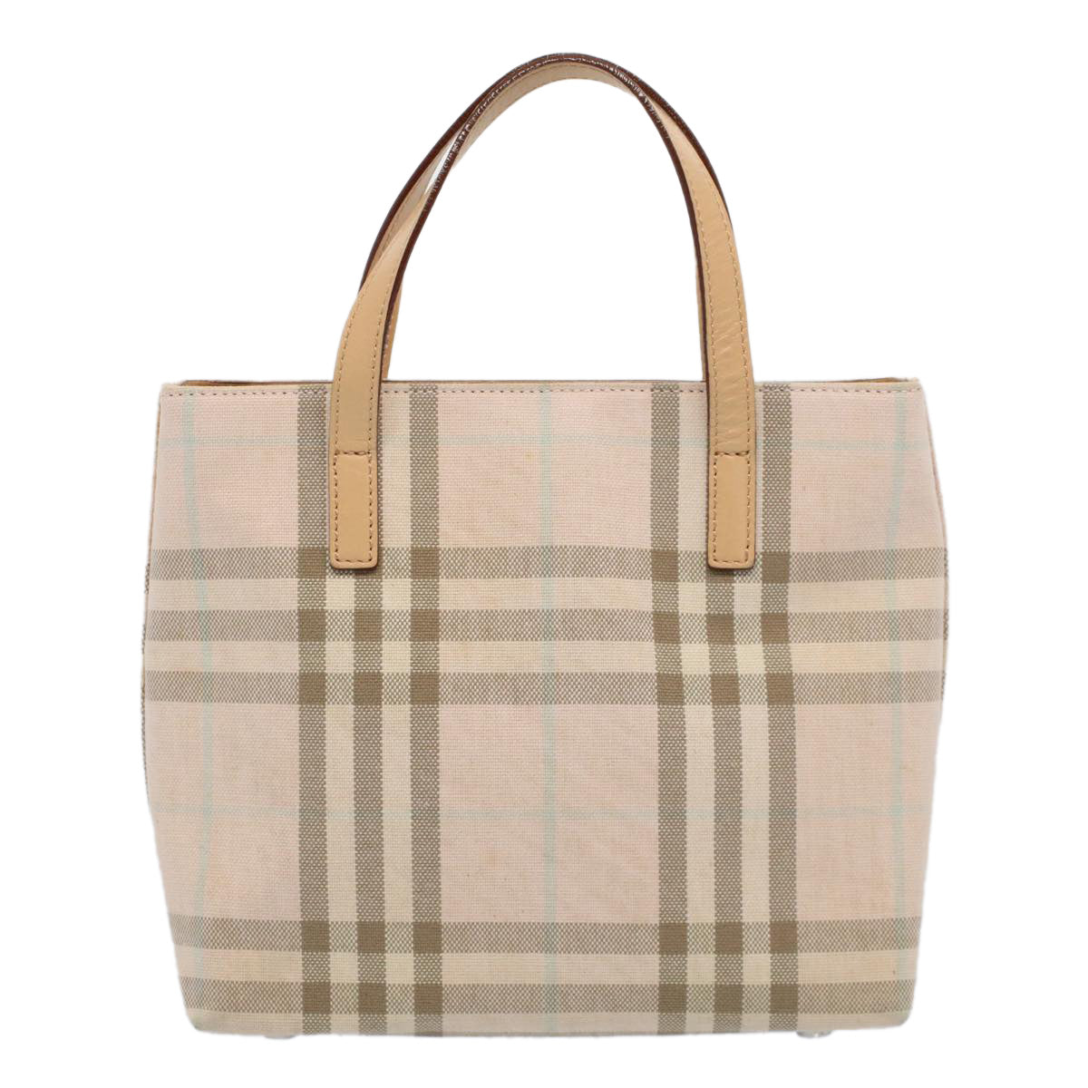 BURBERRY Nova Check Tote Bag Canvas Beige Auth 54744