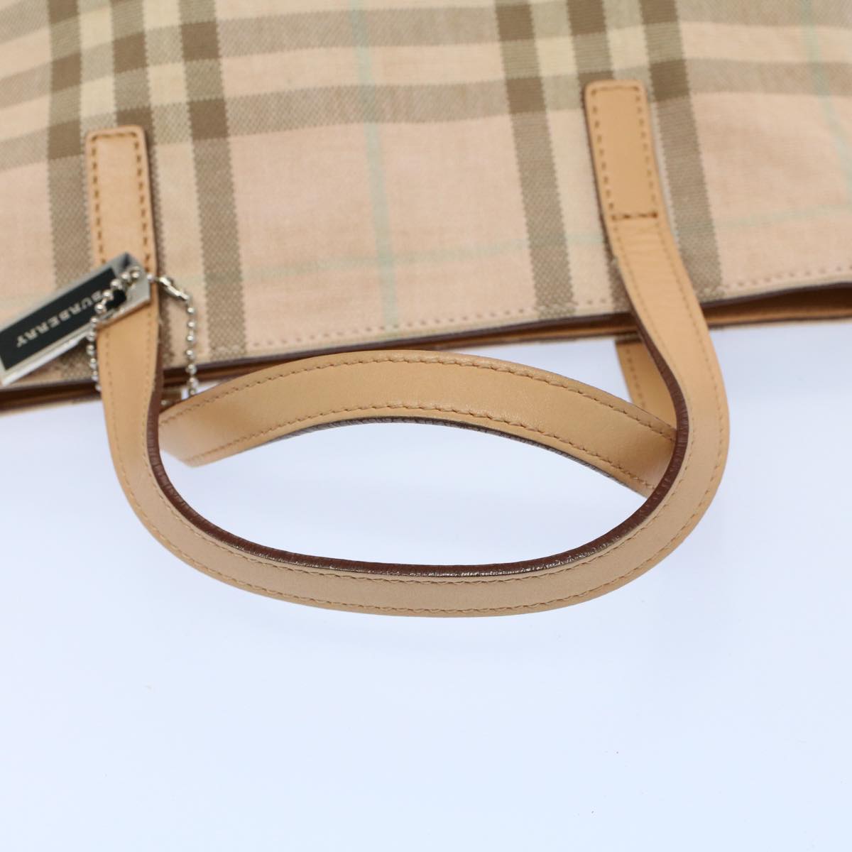 BURBERRY Nova Check Tote Bag Canvas Beige Auth 54744