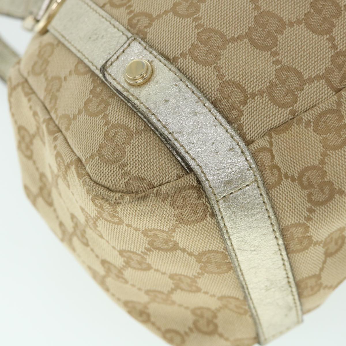 GUCCI GG Canvas Shoulder Bag Beige Gold 130736 Auth 54760