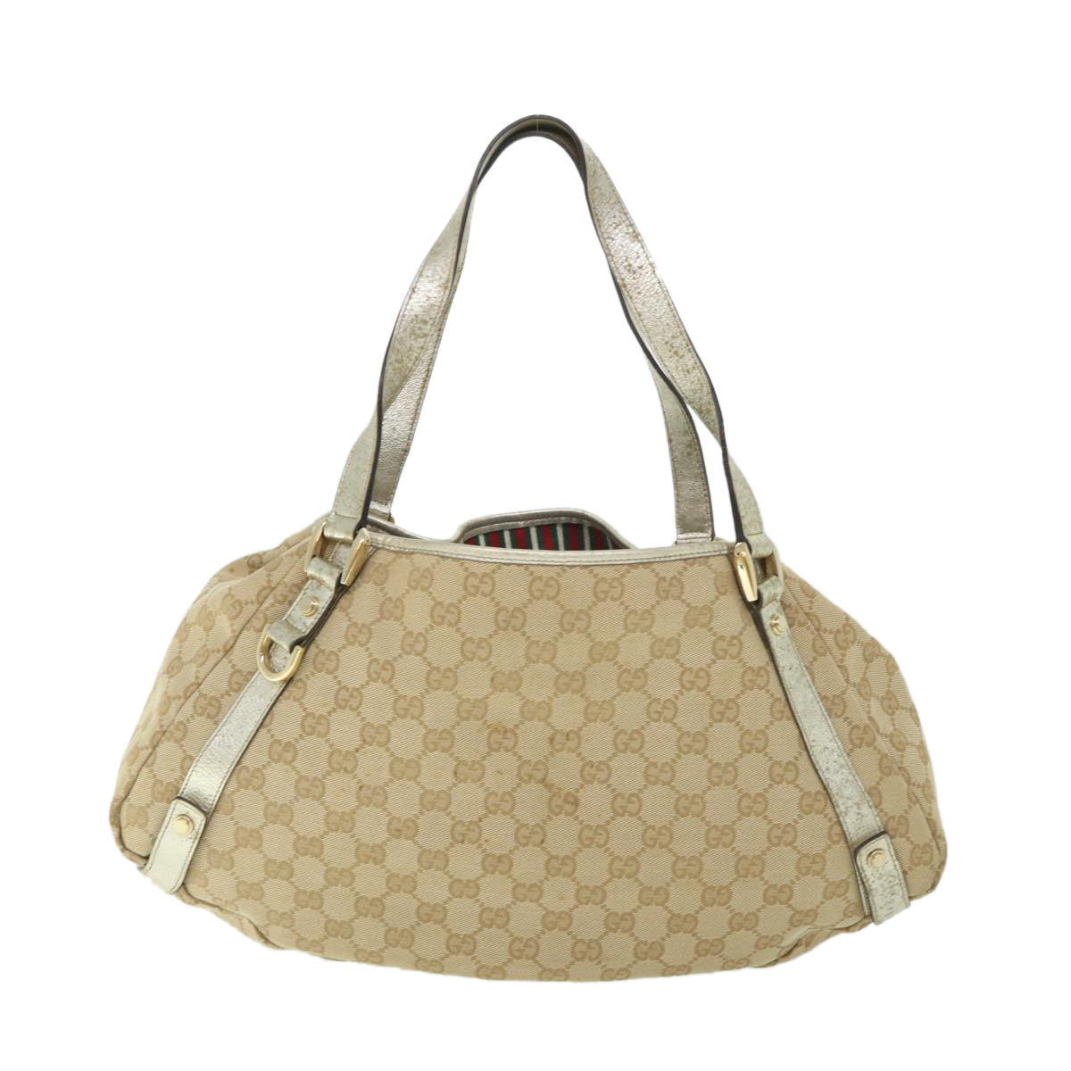 GUCCI GG Canvas Shoulder Bag Beige Gold 130736 Auth 54760