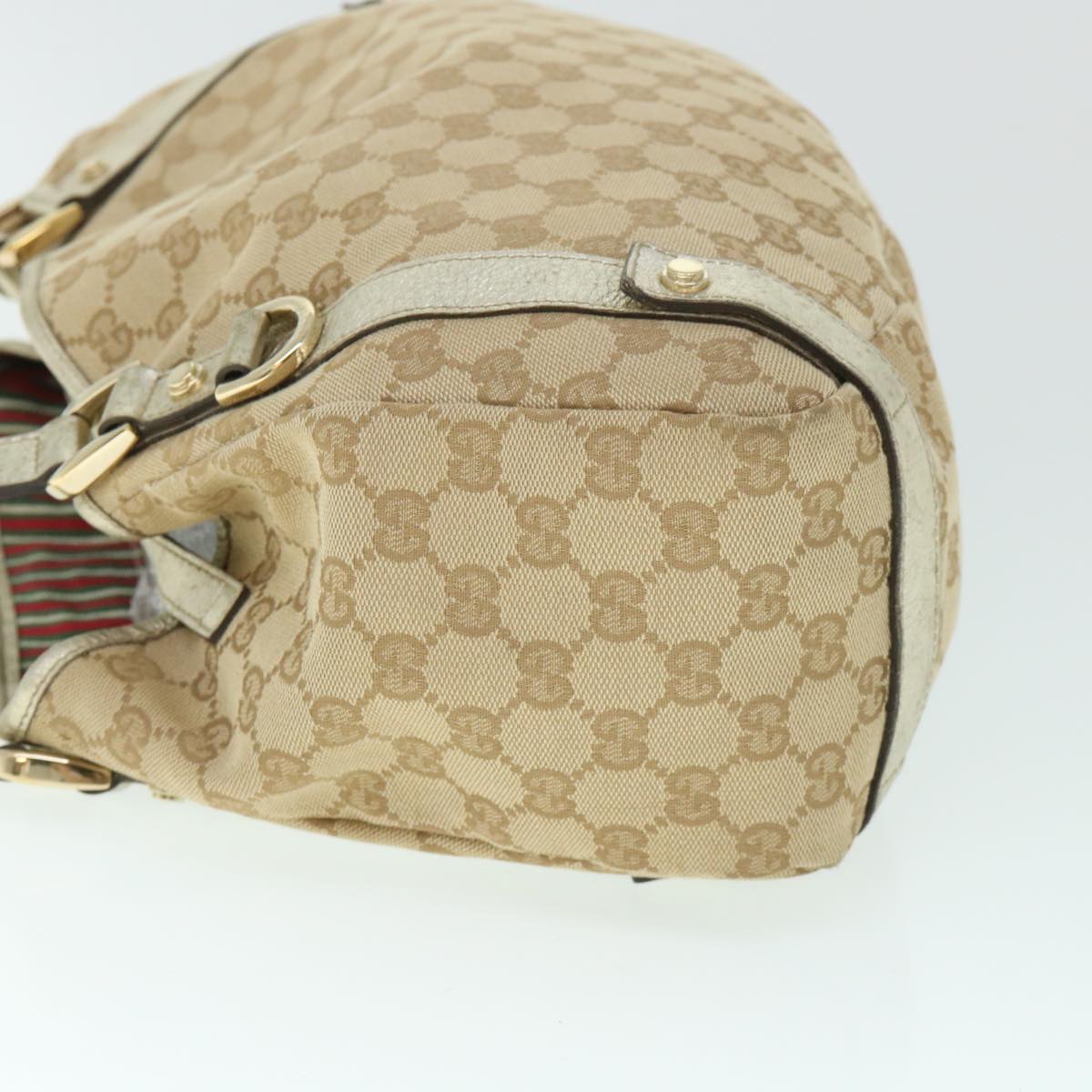 GUCCI GG Canvas Shoulder Bag Beige Gold 130736 Auth 54760