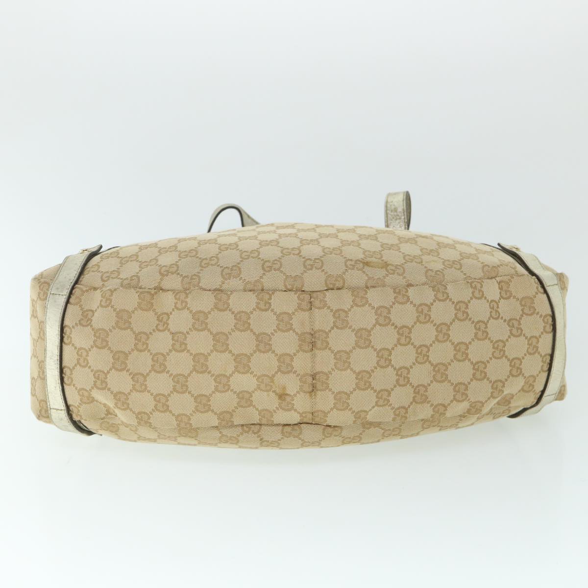 GUCCI GG Canvas Shoulder Bag Beige Gold 130736 Auth 54760