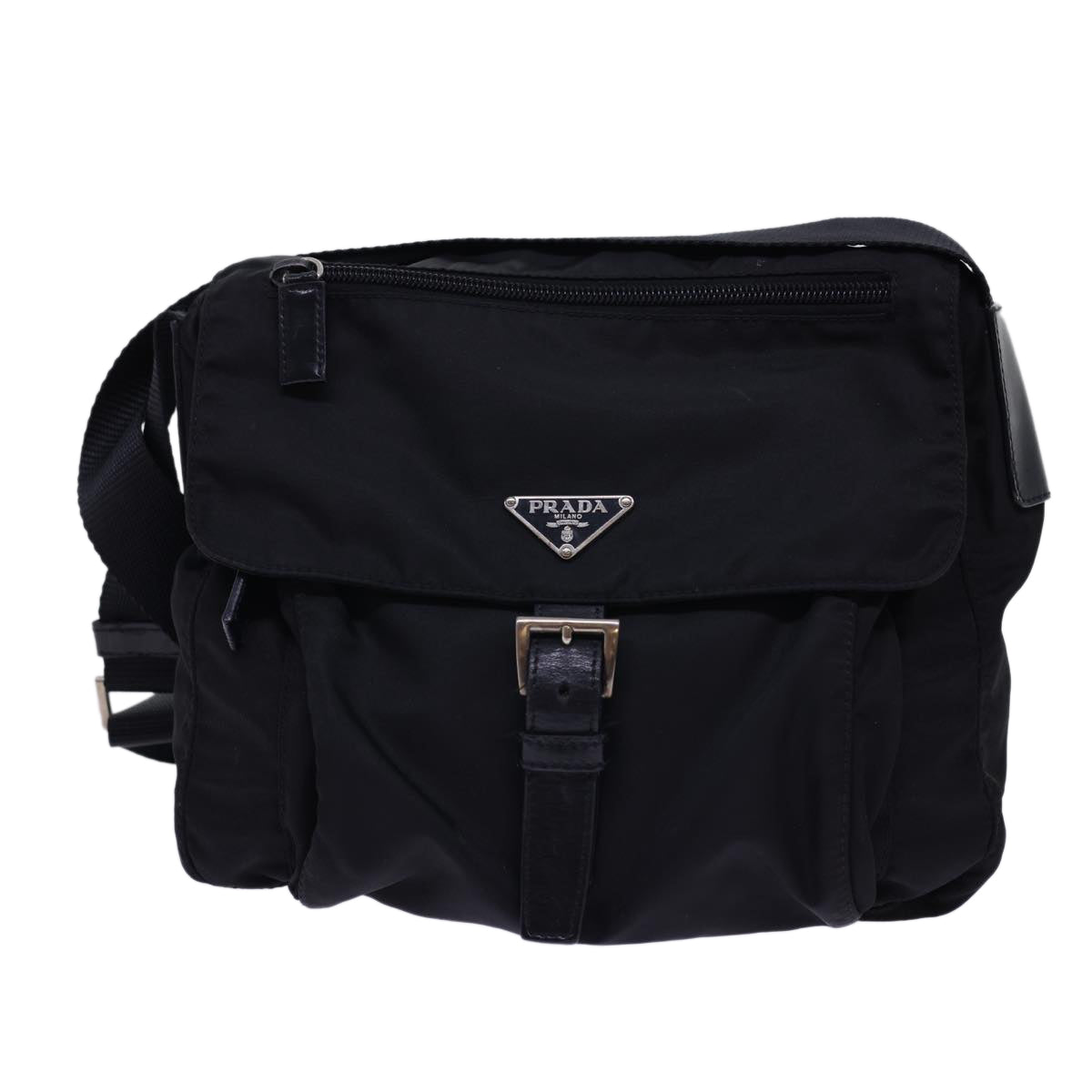 PRADA Shoulder Bag Nylon Black Auth 54764