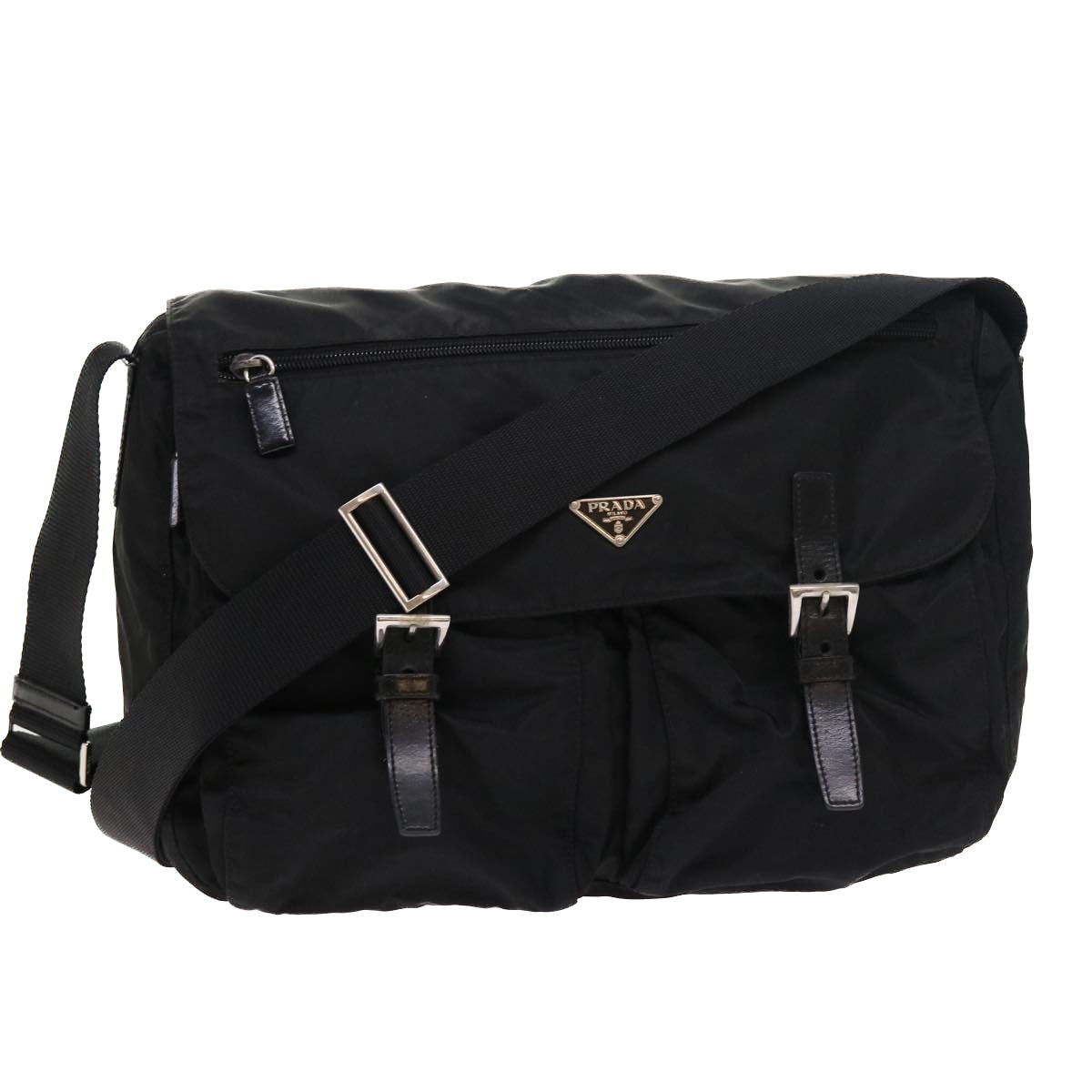 PRADA Shoulder Bag Nylon Black Auth 54785