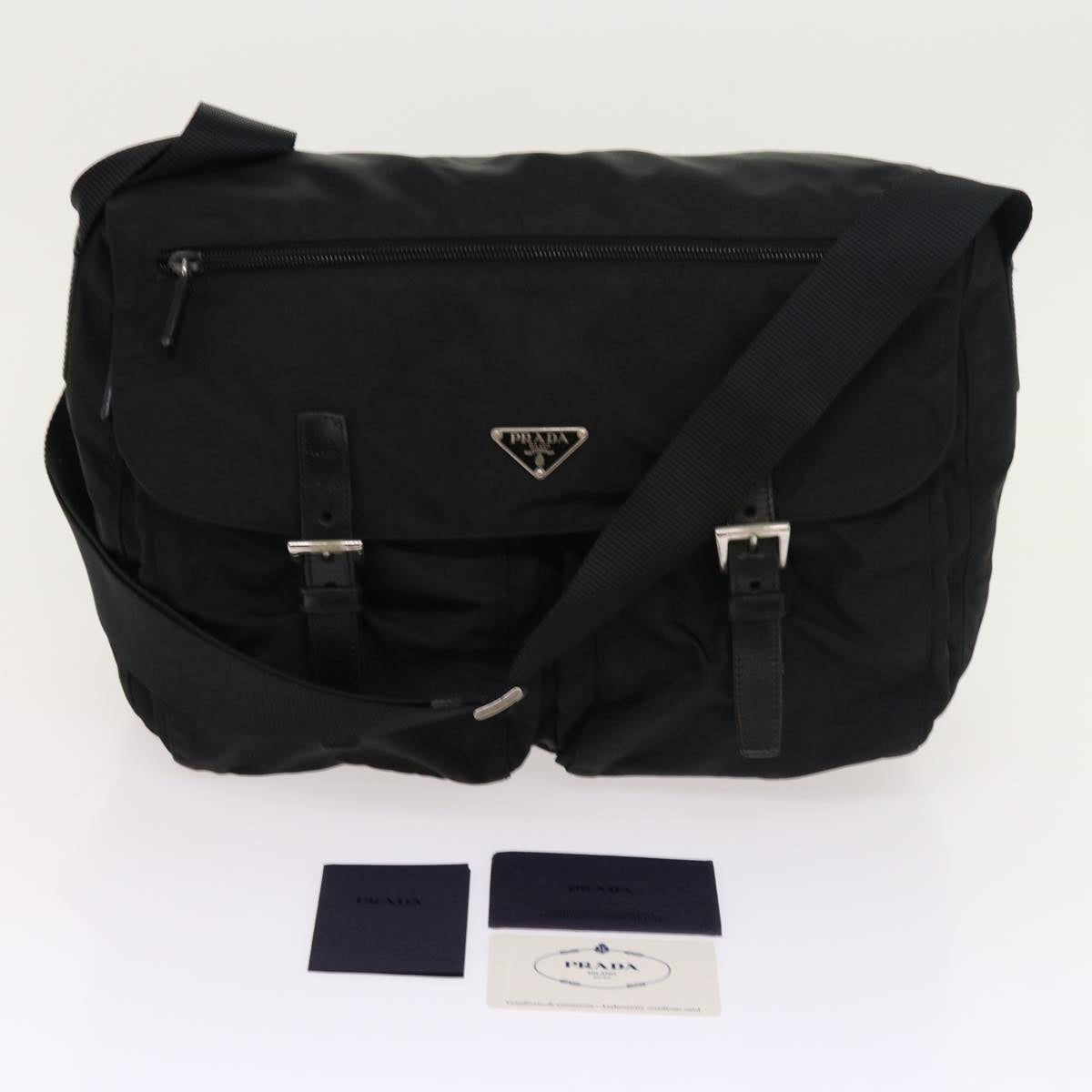 PRADA Shoulder Bag Nylon Black Auth 54785