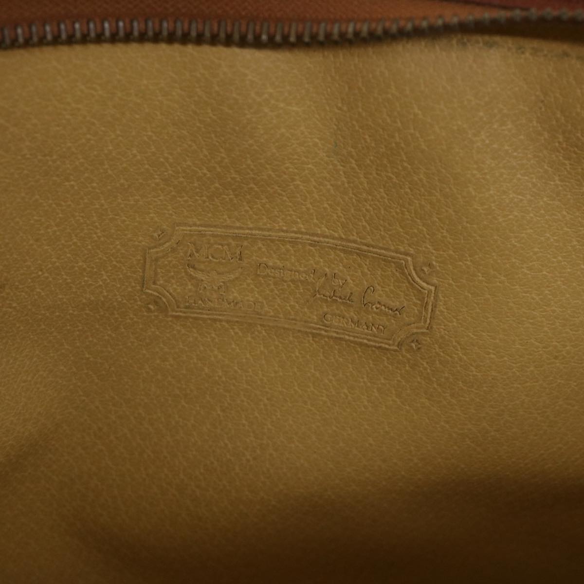 MCM Vicetos Logogram Clutch Bag PVC Leather Brown Black Auth 54790
