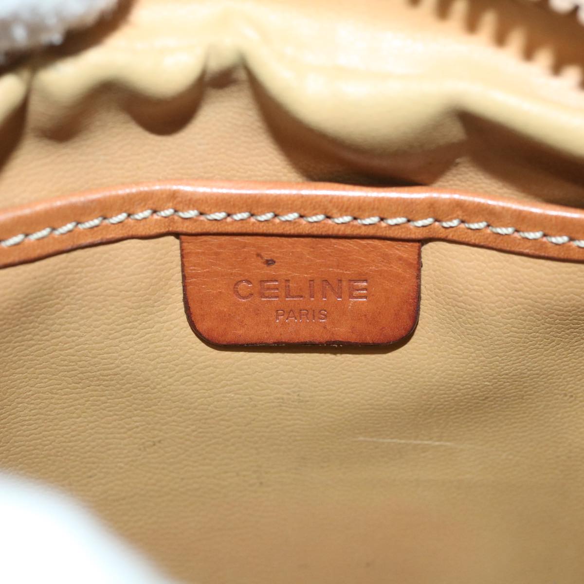 CELINE Macadam Canvas Shoulder Bag Beige Auth 54801