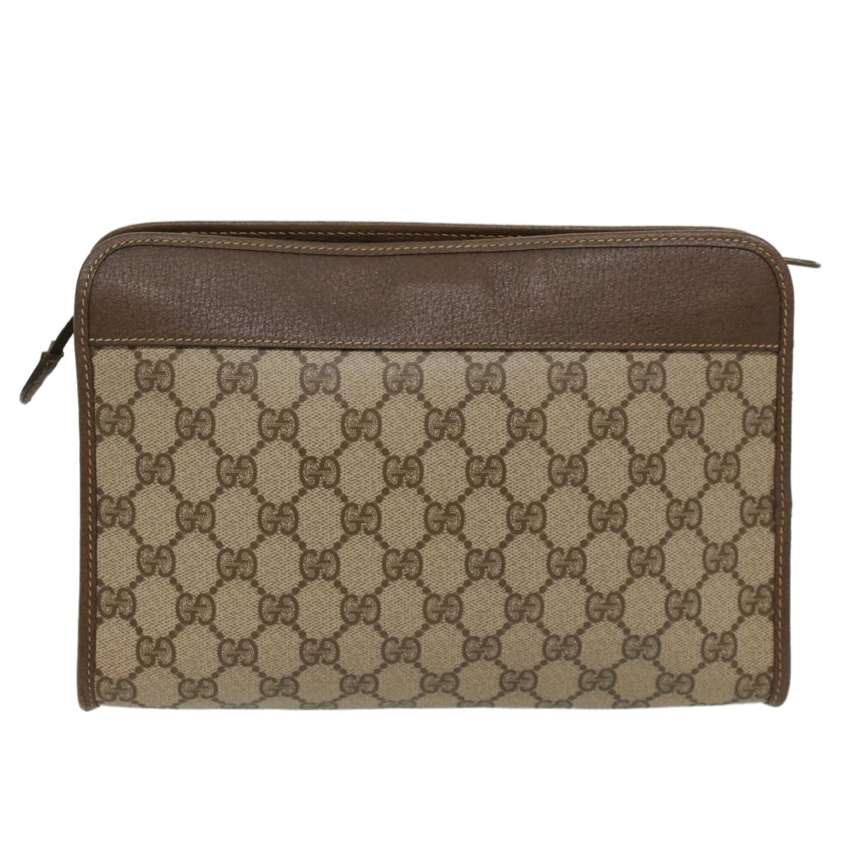 GUCCI GG Canvas Clutch Bag PVC Leather Beige 014 115 Auth 54802 - 0