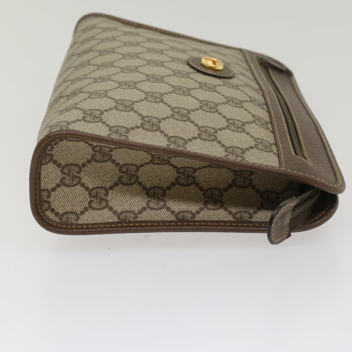 GUCCI GG Canvas Clutch Bag PVC Leather Beige 014 115 Auth 54802