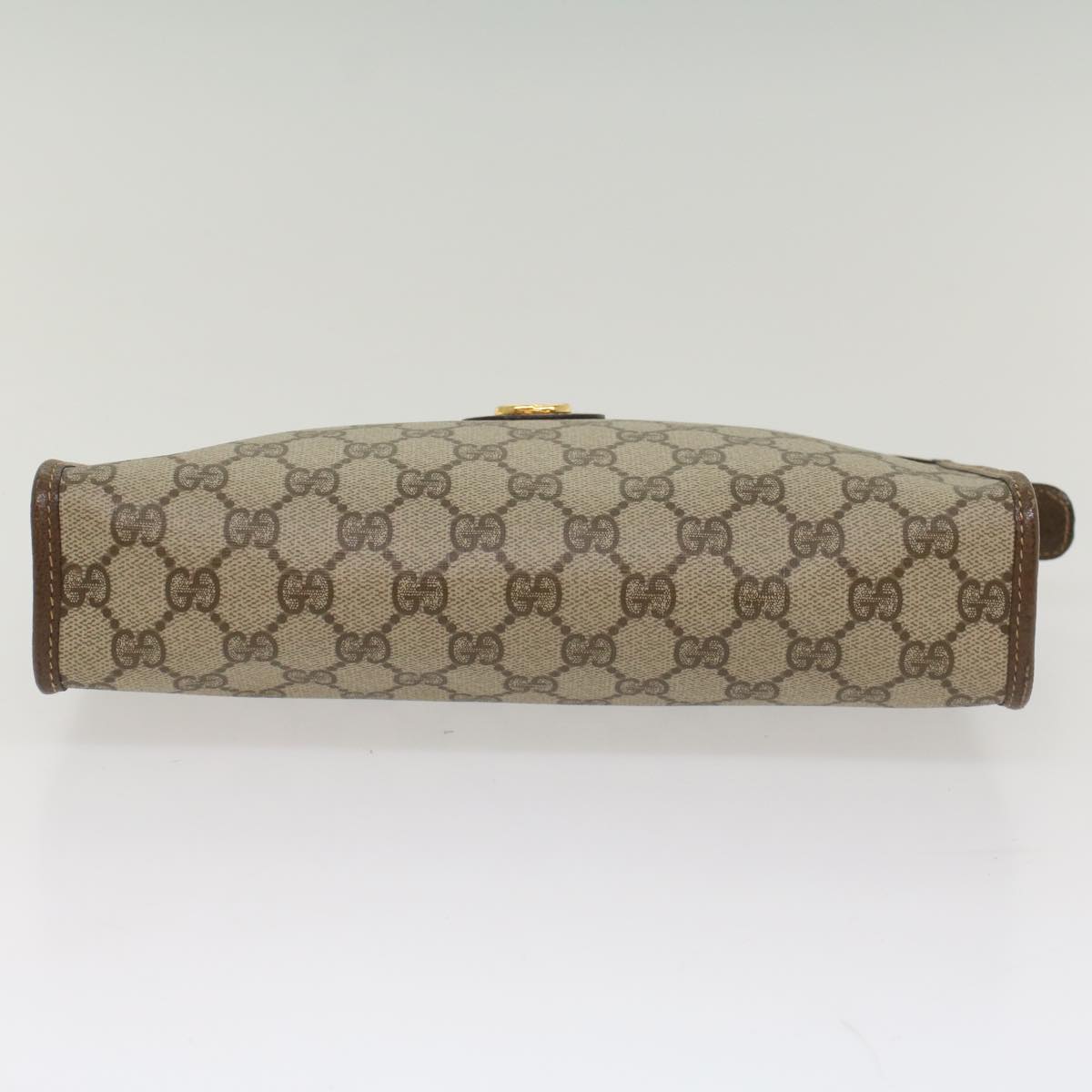 GUCCI GG Canvas Clutch Bag PVC Leather Beige 014 115 Auth 54802