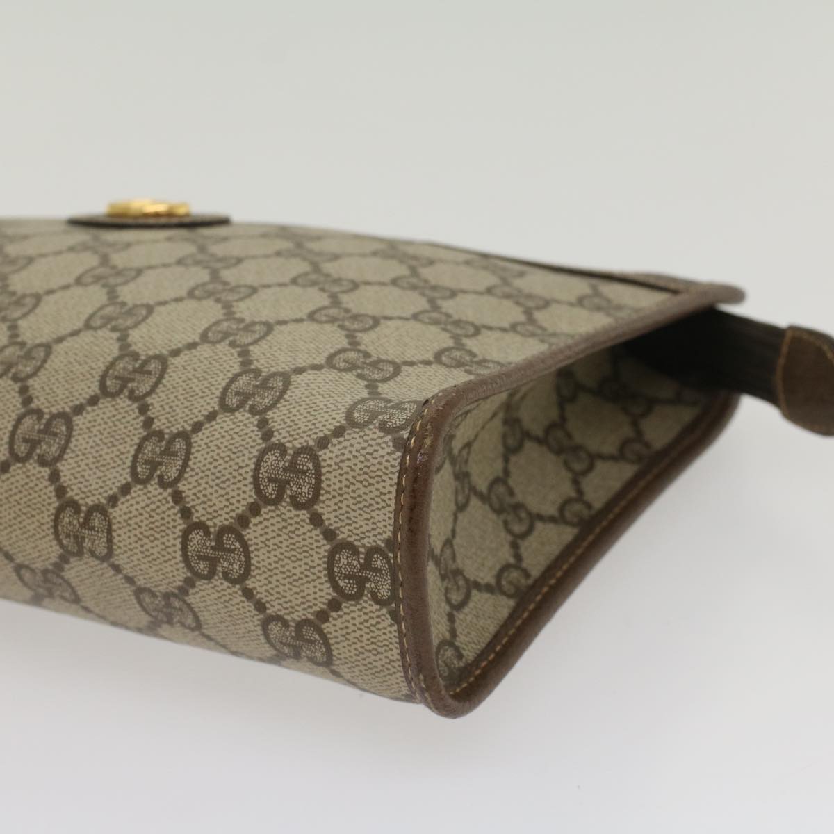 GUCCI GG Canvas Clutch Bag PVC Leather Beige 014 115 Auth 54802