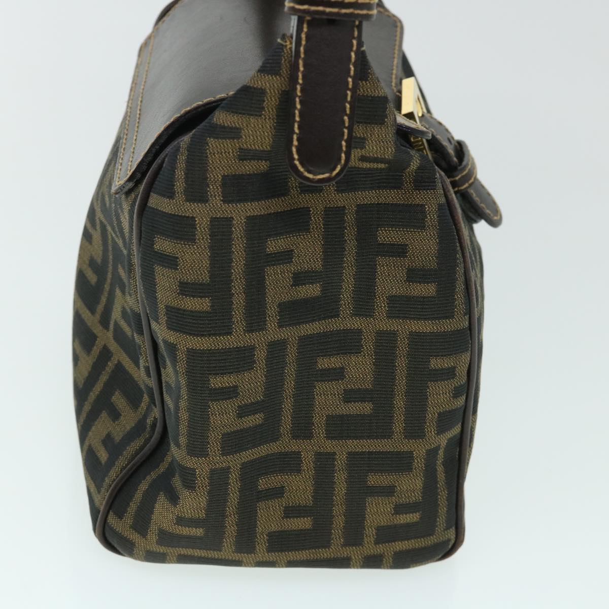 FENDI Zucca Canvas Hand Bag Black Brown Auth 54803