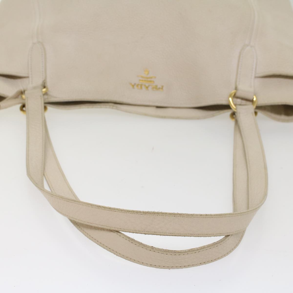 PRADA Shoulder Bag Leather White Auth 54820