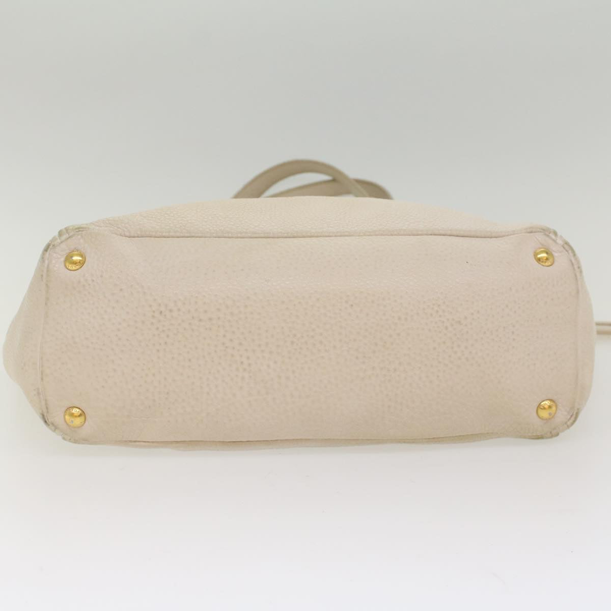 PRADA Shoulder Bag Leather White Auth 54820