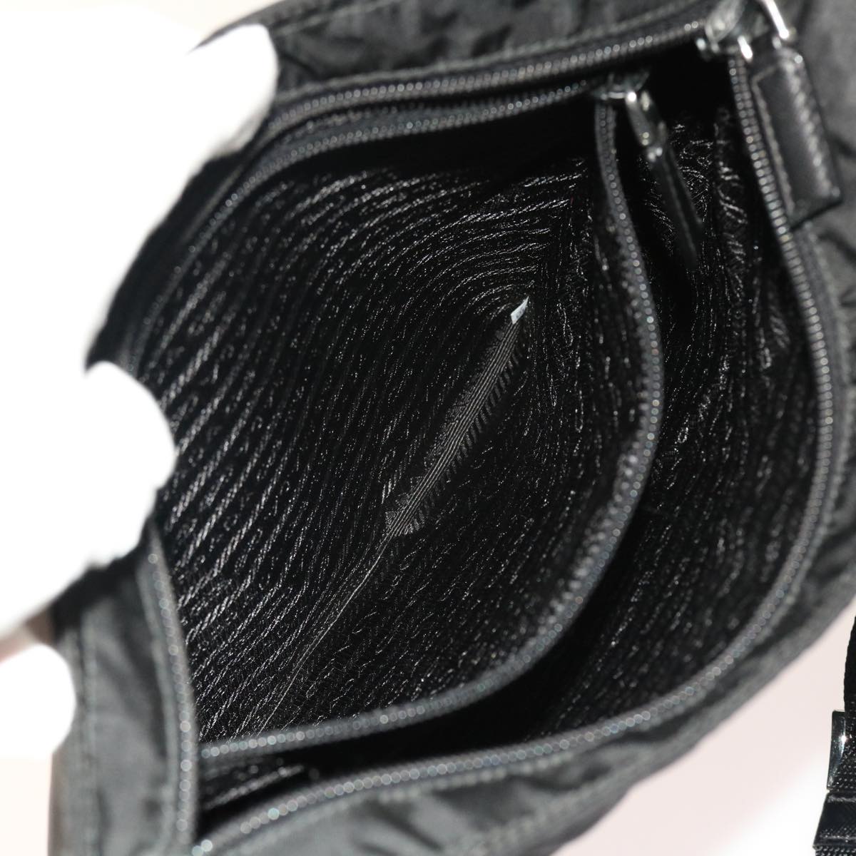 PRADA Shoulder Bag Nylon Black Auth 54821