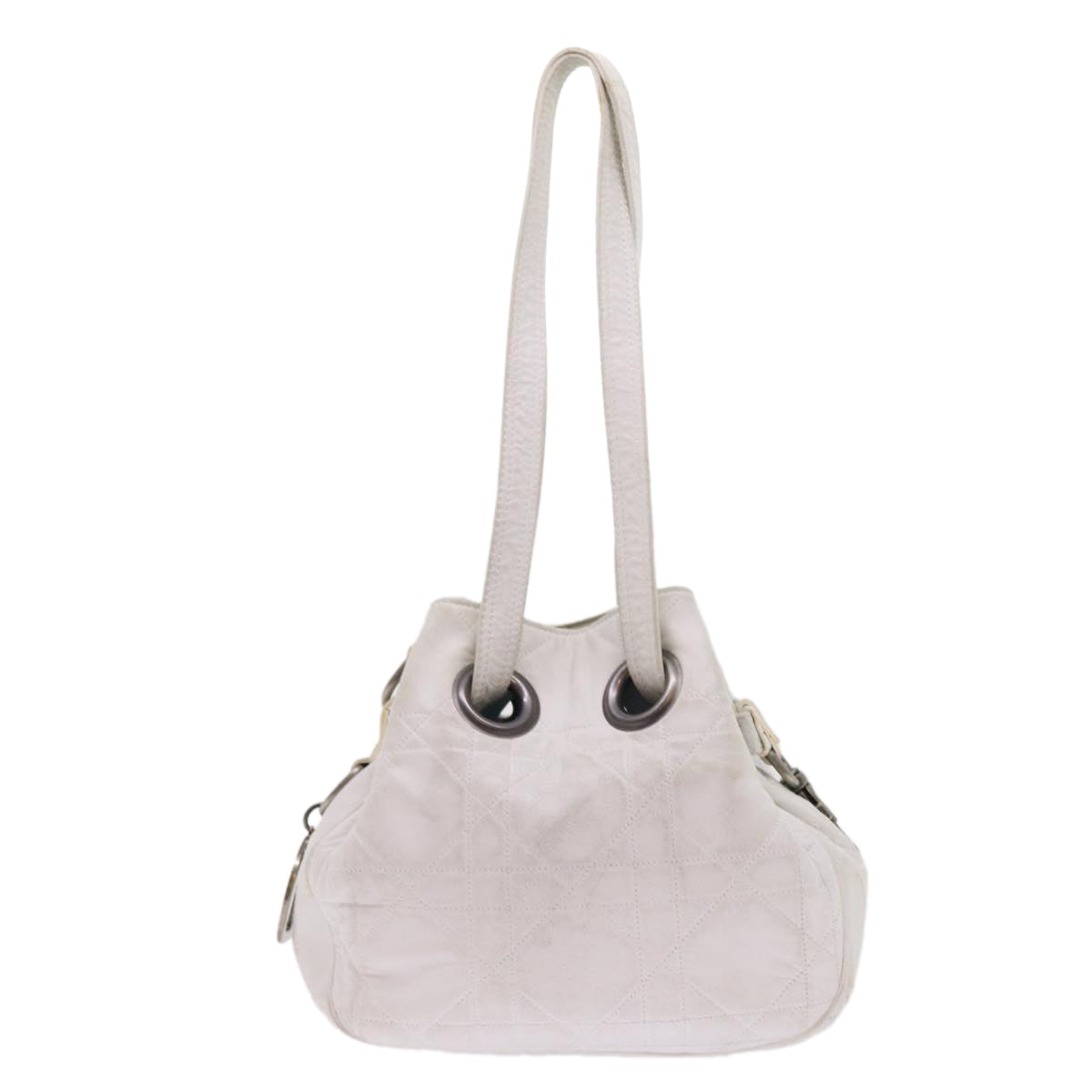 Christian Dior Lady Dior Canage Shoulder Bag Leather White Auth 54830 - 0