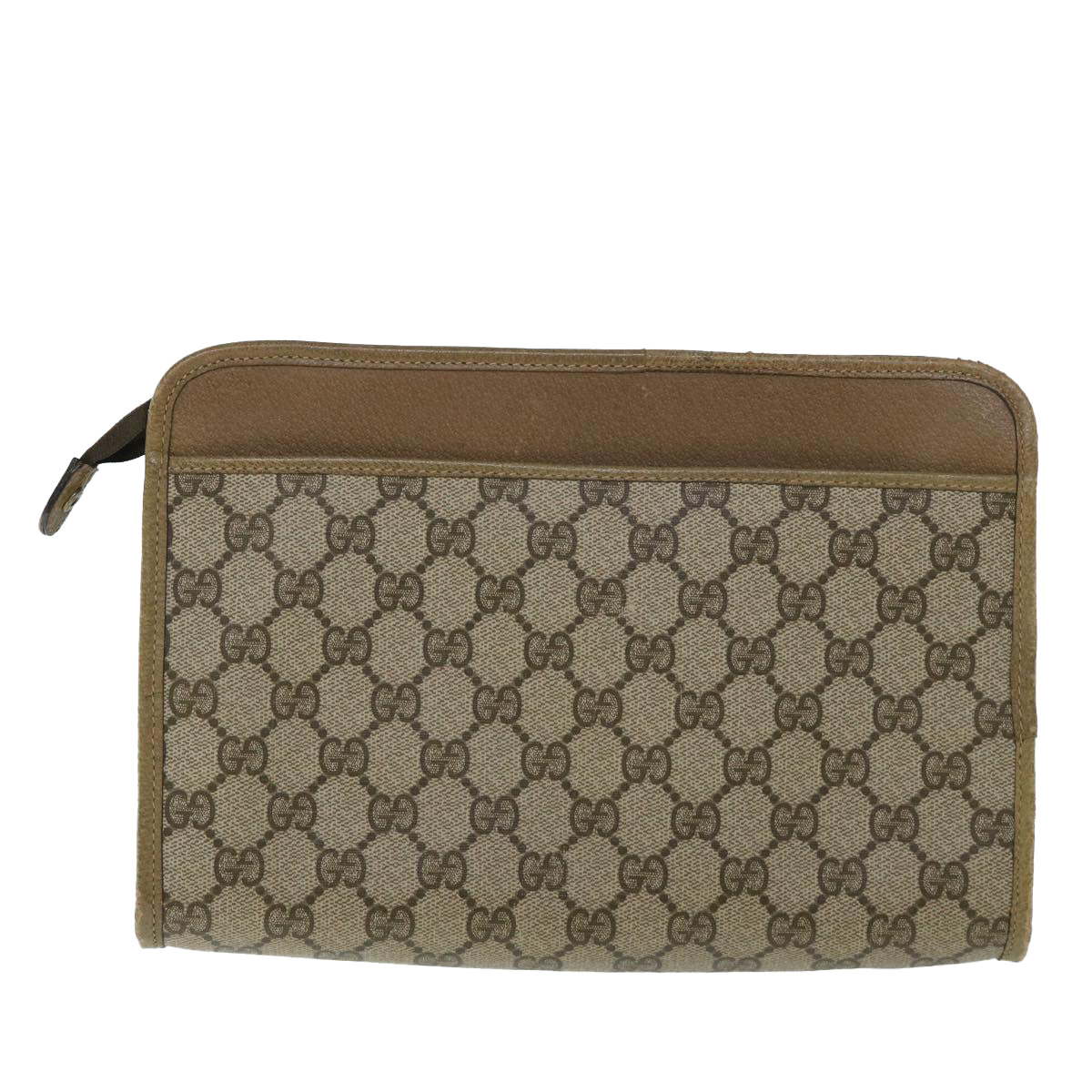 GUCCI GG Canvas Clutch Bag PVC Leather Beige Auth 54833 - 0