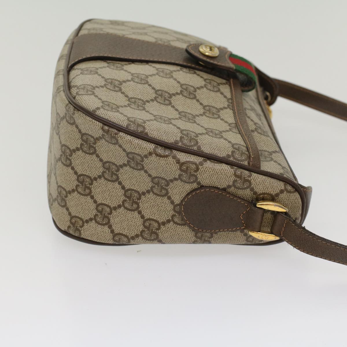 GUCCI GG Canvas Web Sherry Line Shoulder Bag Beige Red 89 02 032 Auth 54856