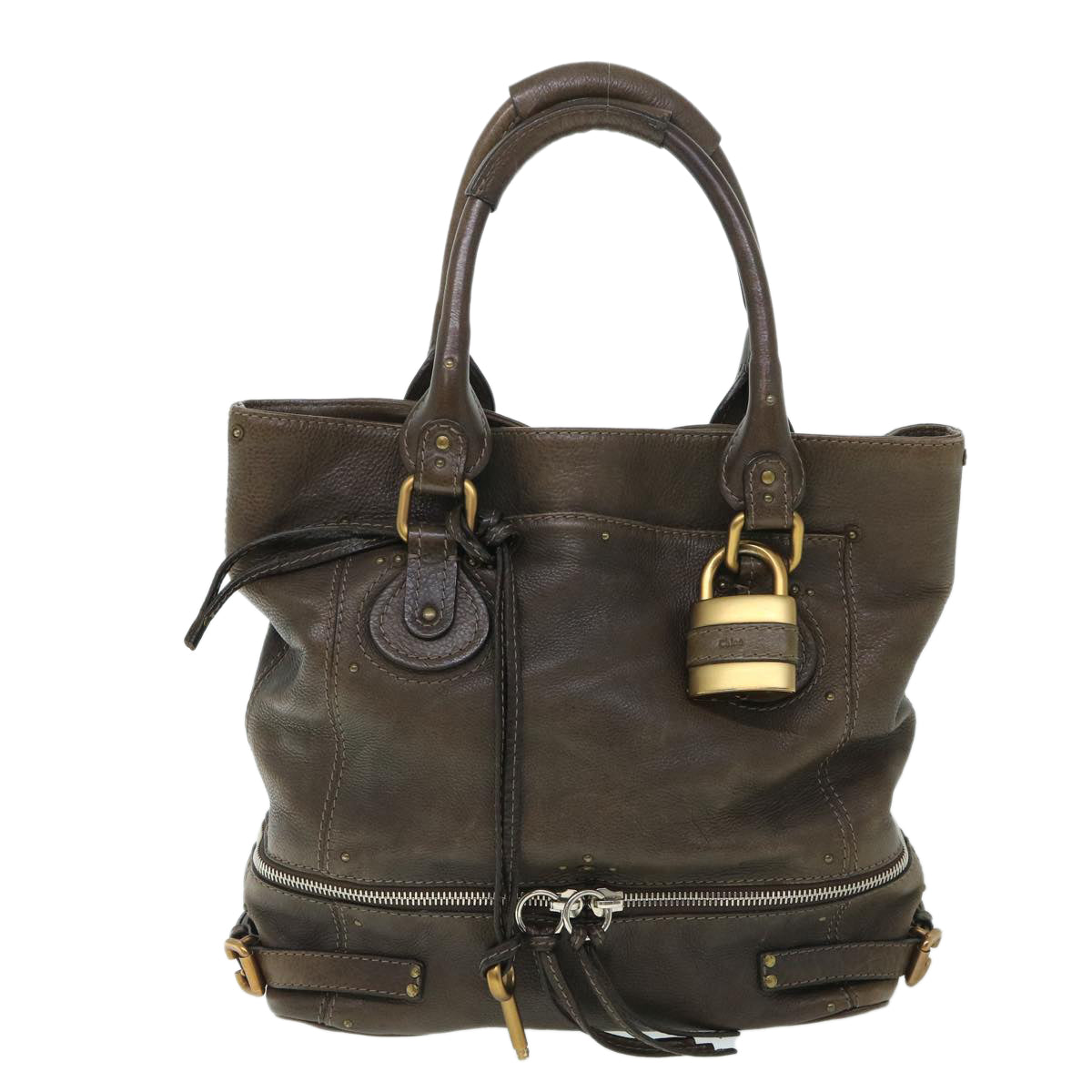 Chloe Paddington Shoulder Bag Leather Brown Auth 54863
