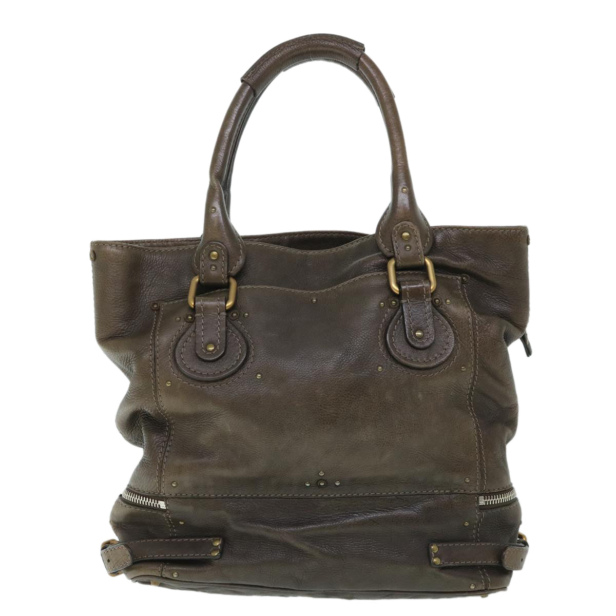 Chloe Paddington Shoulder Bag Leather Brown Auth 54863