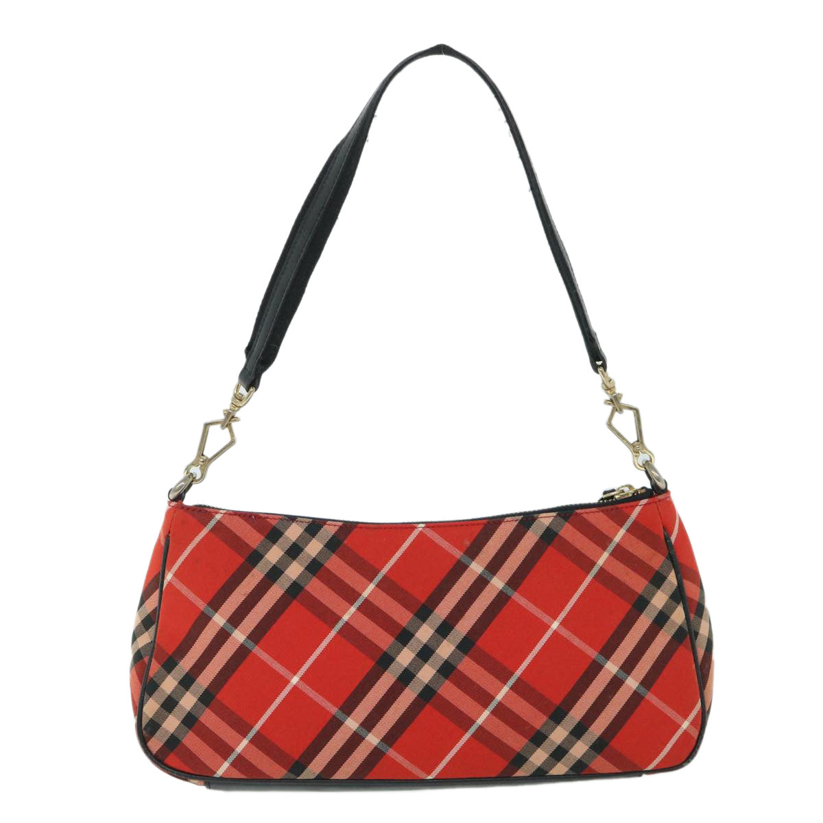 BURBERRY Nova Check Blue Label Shoulder Bag Canvas Leather Red Black Auth 54874