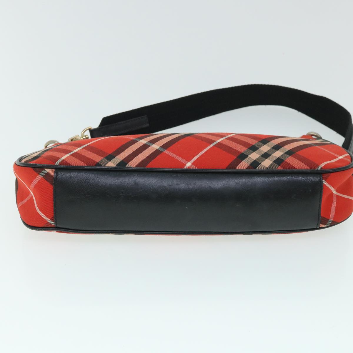 BURBERRY Nova Check Blue Label Shoulder Bag Canvas Leather Red Black Auth 54874