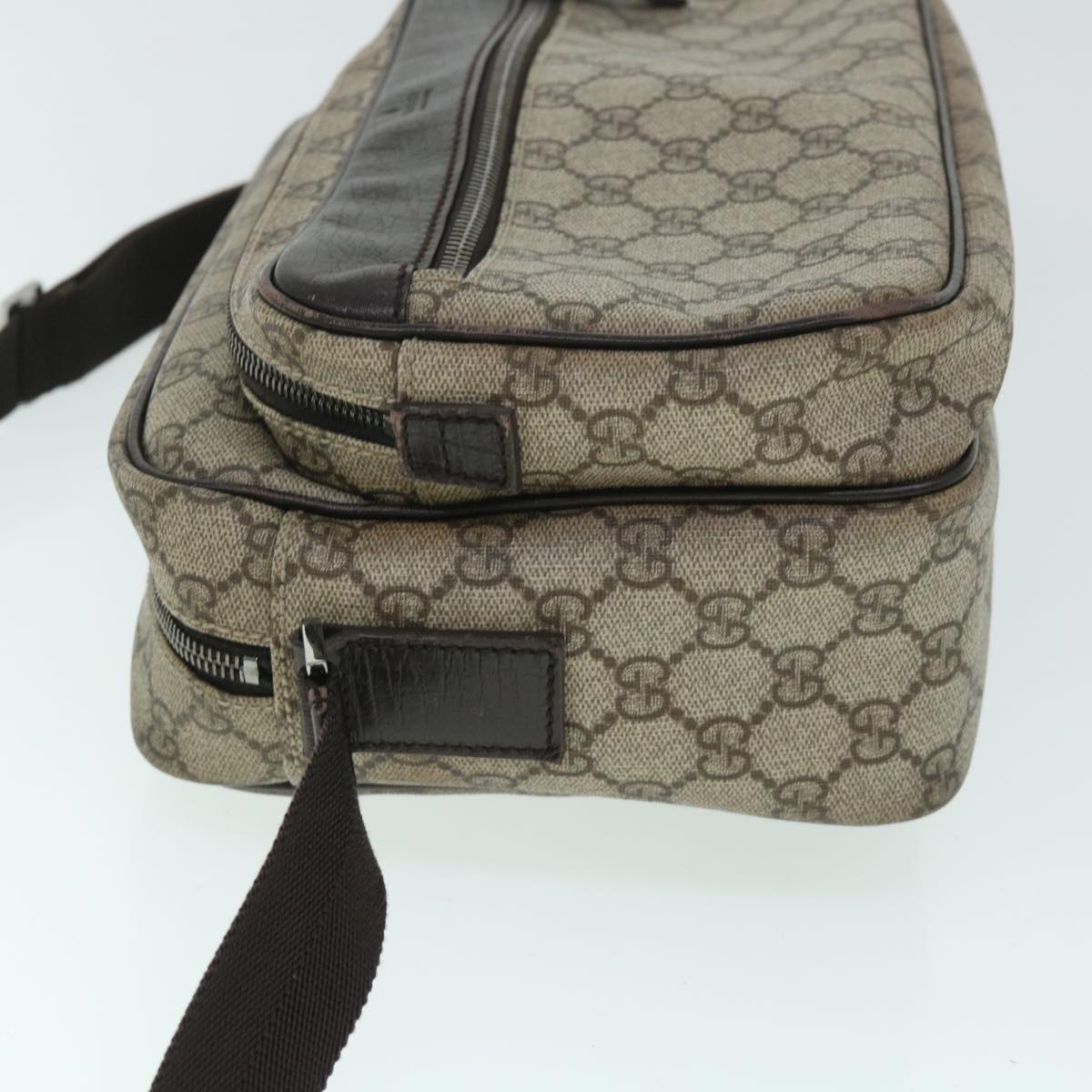 GUCCI GG Canvas Shoulder Bag PVC Leather Beige 114531 Auth 54876