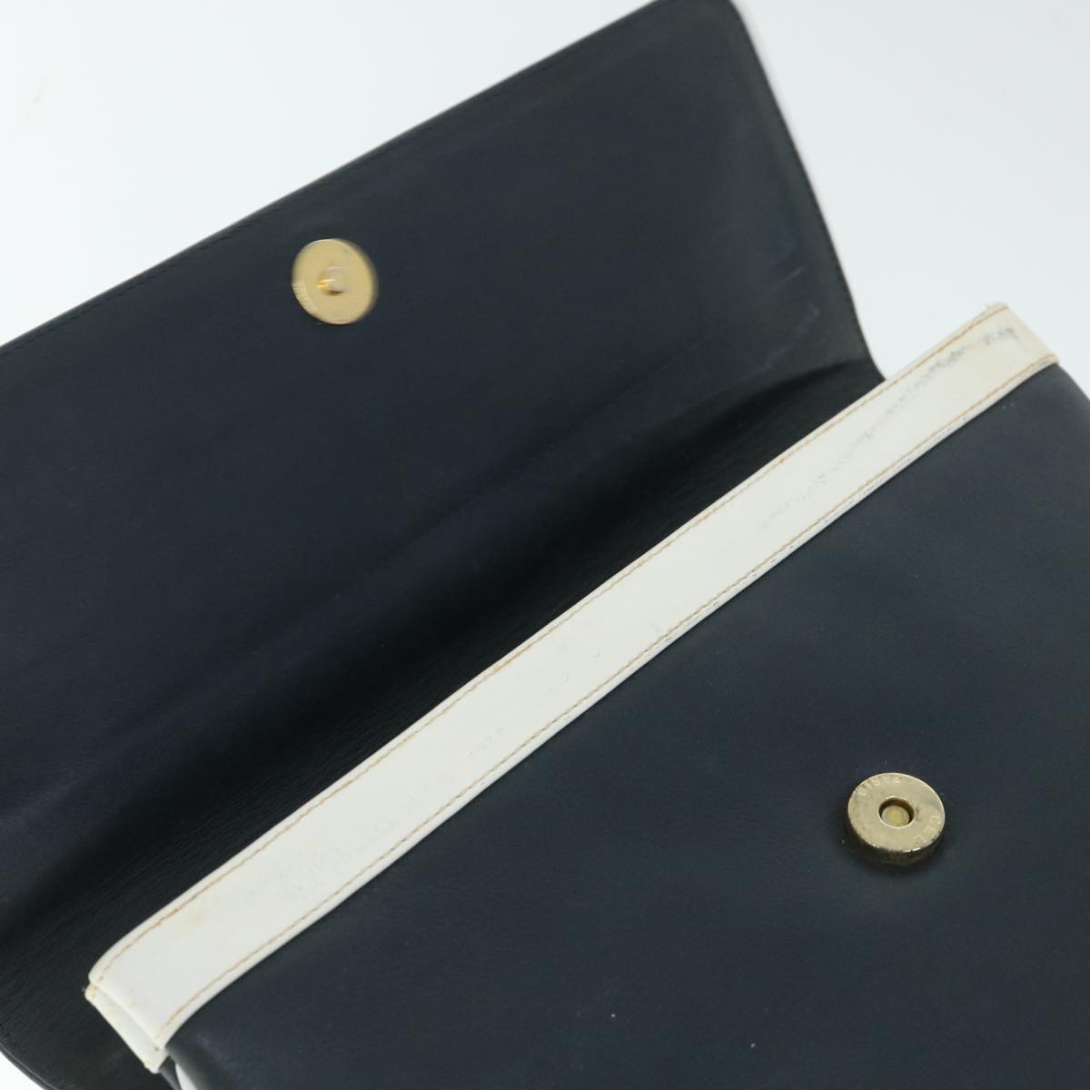 CELINE Horse Carriage Clutch Bag Leather Navy Auth 54881