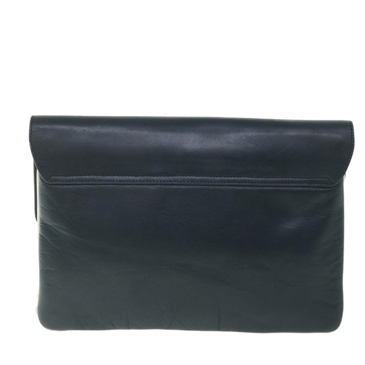 CELINE Horse Carriage Clutch Bag Leather Navy Auth 54881 - 0