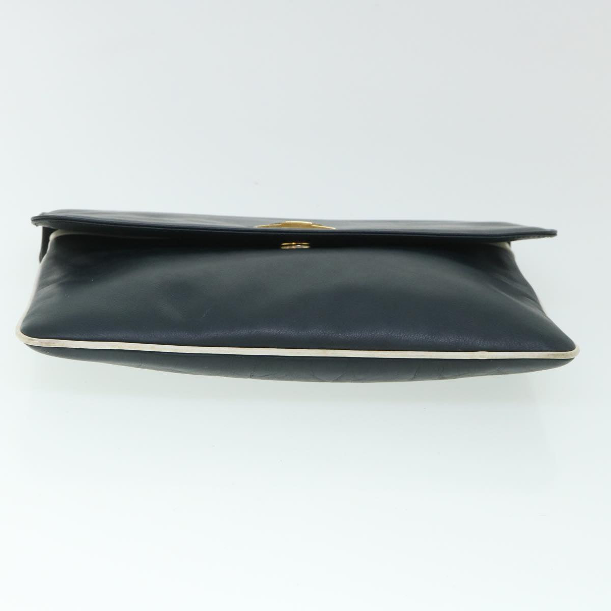 CELINE Horse Carriage Clutch Bag Leather Navy Auth 54881