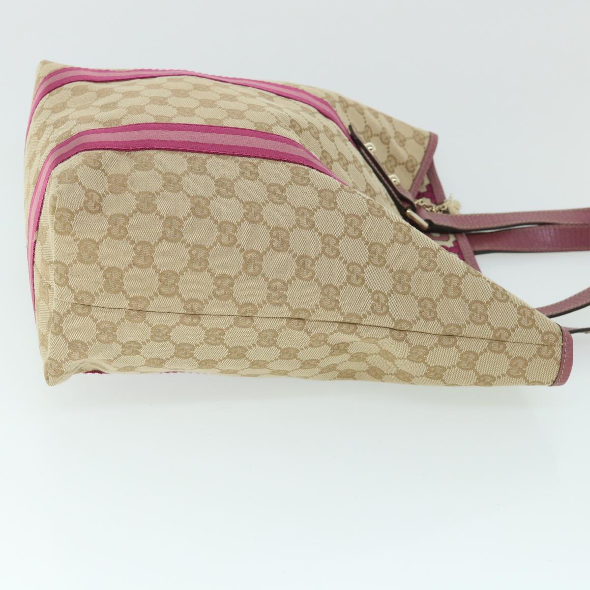 GUCCI GG Canvas Sherry Line Tote Bag Beige Pink 162899 Auth 54900