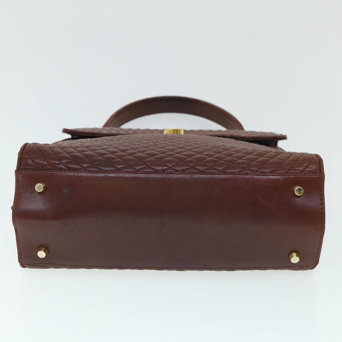 BALLY Quilted Hand Bag Leather Brown Auth 54904